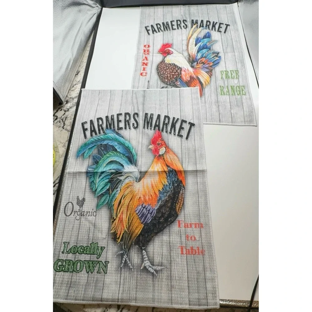 NEW two XL kitchen dish towels. Chicken free range farm to table kitchen dish to